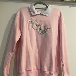Pink Floral Embroidered Sweater